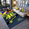 Motorcycle Racer The Doctor Carpet Mat Black Yellow Racing Track Living Room Rug with Number 46 Dynamic Design Home Decoration