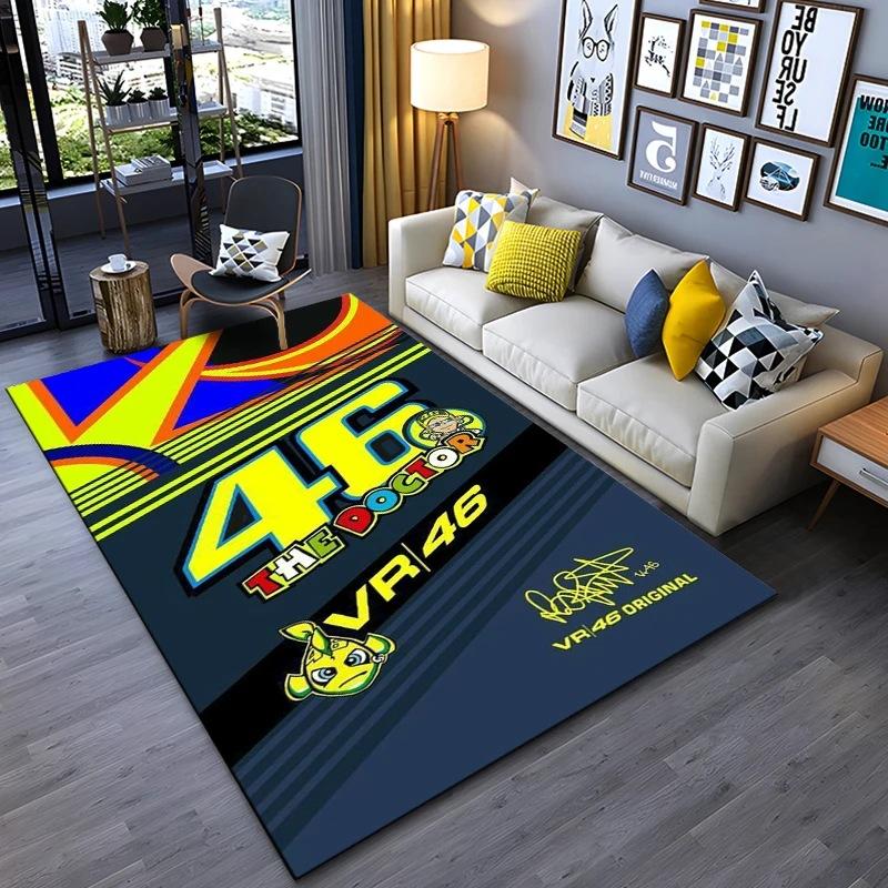 

Motorcycle Racer The Doctor Carpet Mat Black Yellow Racing Track Living Room Rug with Number 46 Dynamic Design Home Decoration 40X60CM