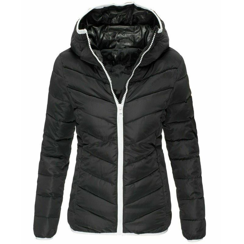 Korean-Style Women's Solid Color Hooded Cotton Jacket - Casual, Warm, and Slim Fit for Autumn/Winter