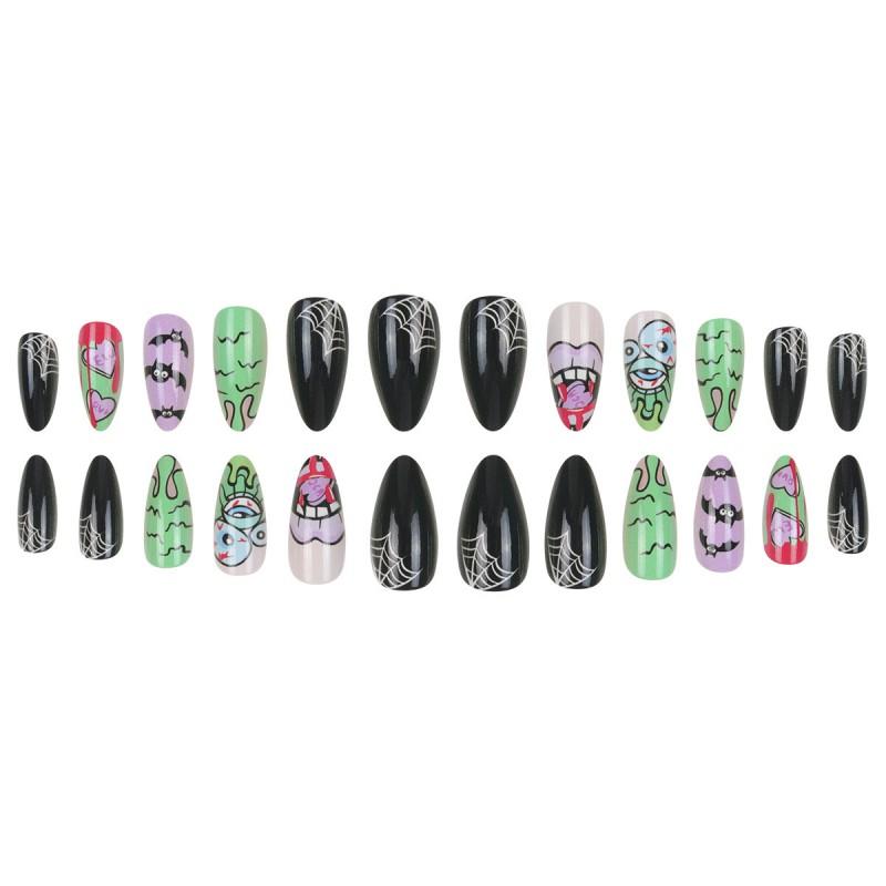 Halloween Spider Nail Art Press-On Nails With Glue Or Jelly Adhesive Trendy Disposable False Festive Costume Party