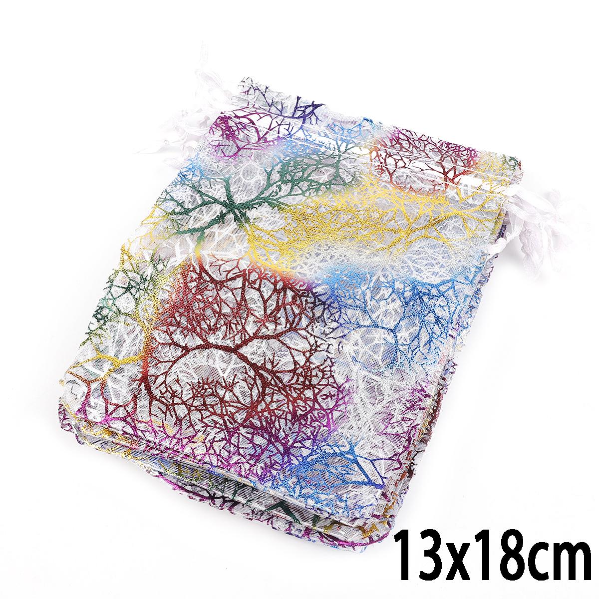 

10шт органзы мешки Свадебная вечеринка подарочный пакет Drawstring упаковки ювелирных изделий сумки и мешочки для ювелирных изделий 13x18cm 50pcs белый
