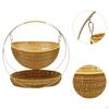 2 Tier Storage Basket Woven Rustic Lightweight 2-tier Tray for Home