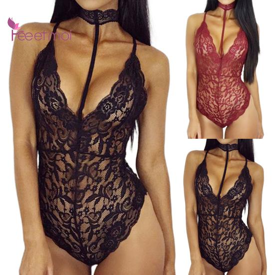 

Женщины Боди Глубокий V Шея Кружева Сон Colthes Прочный Сексуальный Носить Мягкий Боди Нижнее белье