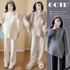Autumn/Winter Maternity Sweater & Wide-Leg Pants Set - Irregular, Loose & Slimming