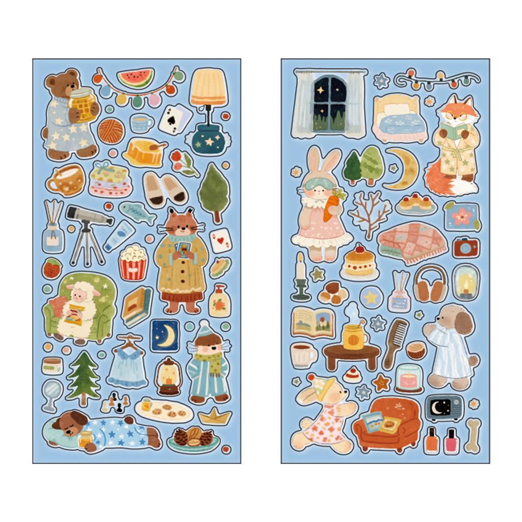 Cartoon Animal Scrapbooking Sticker Transparent Decorative Sticker for DIY Craft Journaling Scrapbook Journal Planner