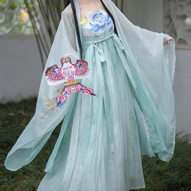 Ci Fengque Original Hanfu Chiffon Gradient Embroidered Hezi Skirt Set