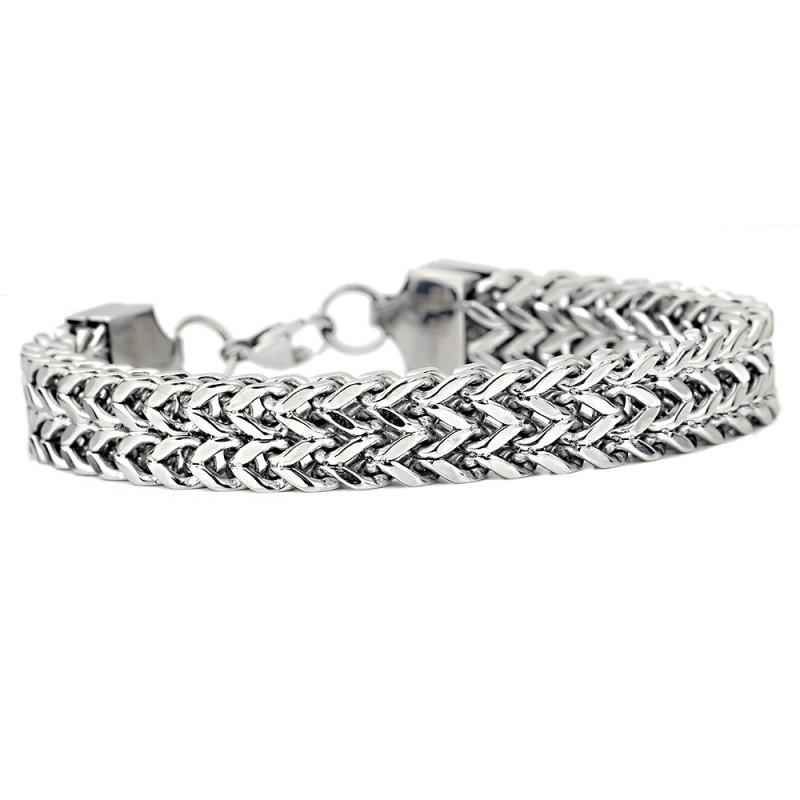 Stainless Steel Punk Rock Hip Hop Chain Bracelet 12mm Geometric Design Unisex Fashion Jewelry Men Women