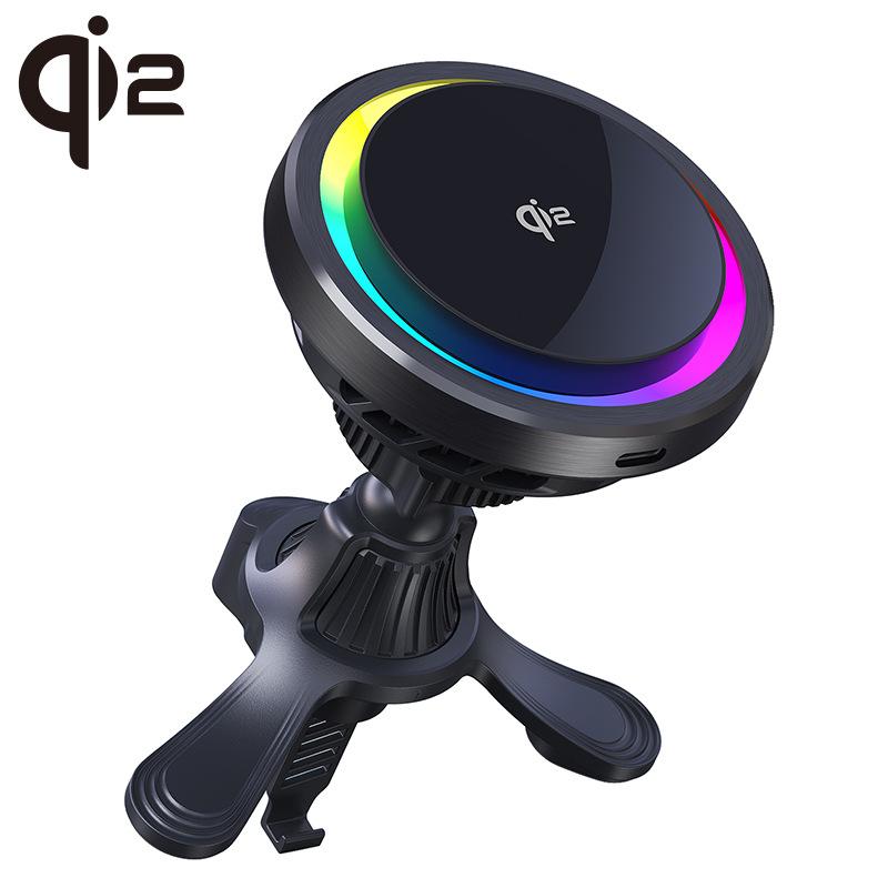 

Semiconductor Refrigeration Magnetic Suction Car Wireless Charger LED Colorful Light Suitable for Apple Mobile Phone Holder