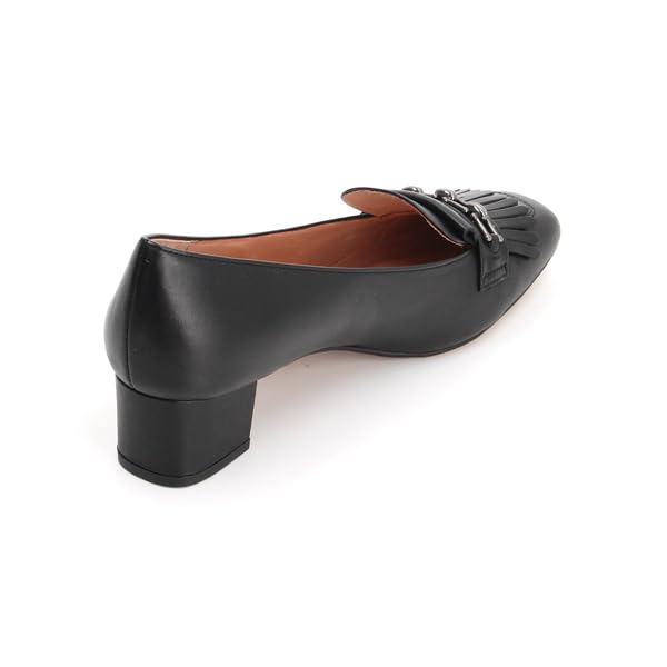 Lanvin en Bleu Women's Chain Motif Square Toe Fringe Pumps, Size 2827, Black, Size 24.0 cm, E