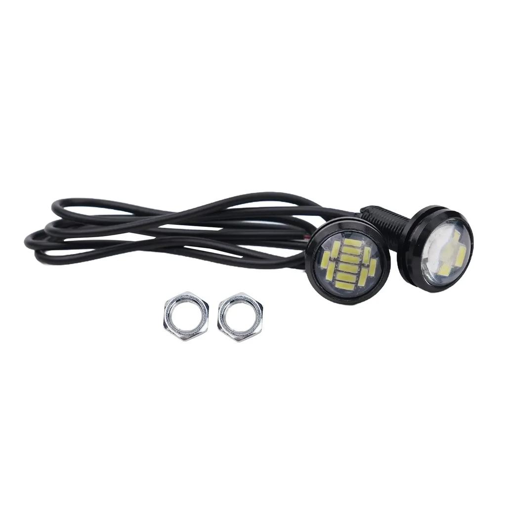 2pcs 12V 15W Car Reversing Lamp Eagle-Eye LED Daytime Running DRL Backup Lights 23mm ABS 12LED White Signal Lamp Anti-collision