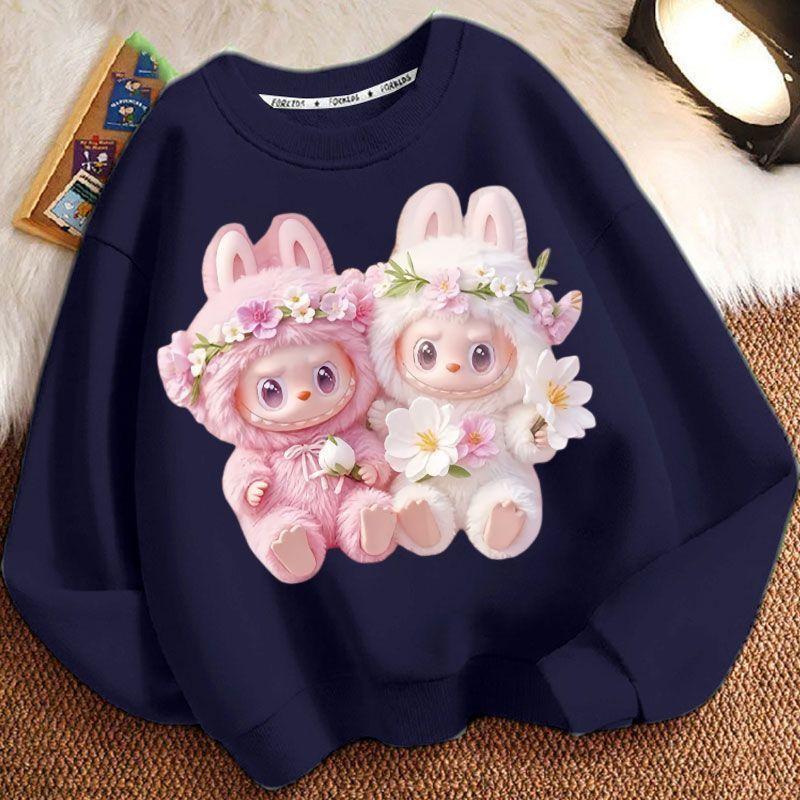 Spring and Autumn Boys' and Girls'  Fashionable Round-neck Hoodie, Children's Long-sleeved Loose Hoodie Jacket