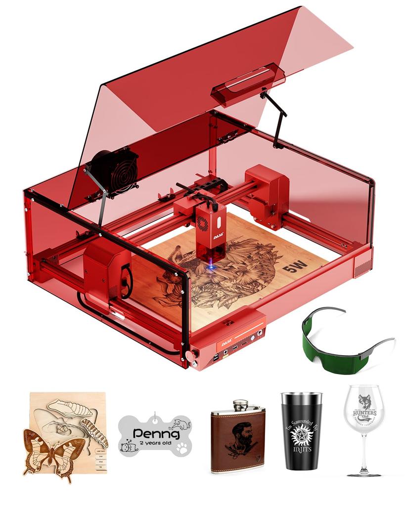 DAJA A6 Pro Fully Enclosed Engraving Frame Engraving Laser Class 2 Machine, Easy-to-Assembly Machine, (L) (5W)