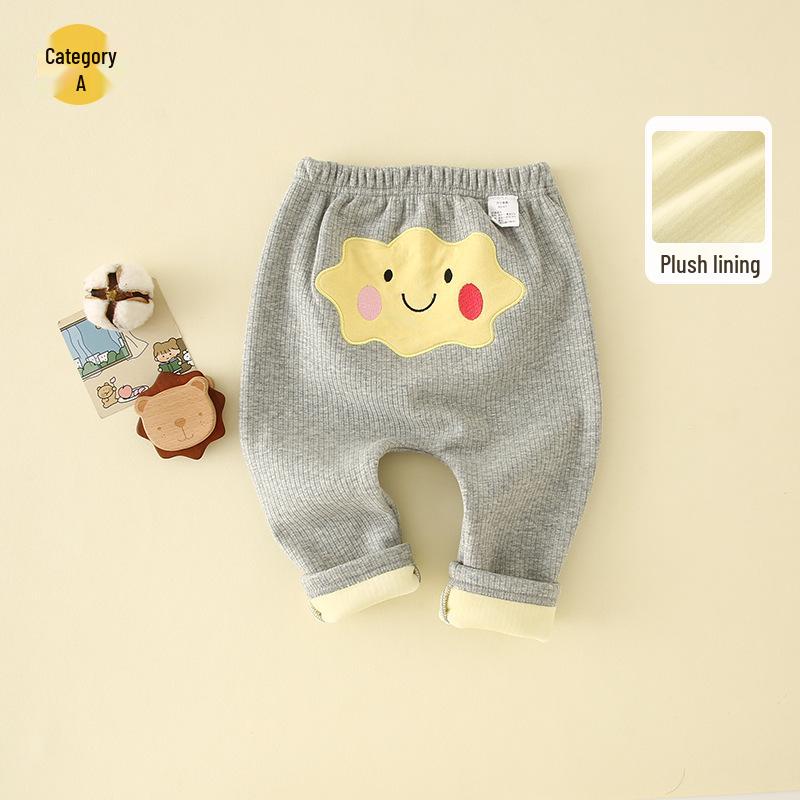 2025 Herbst/Winter Cartoon Fleecehosen für Kleinkinder (0-3 Jahre) - Unisex Lange Hosen