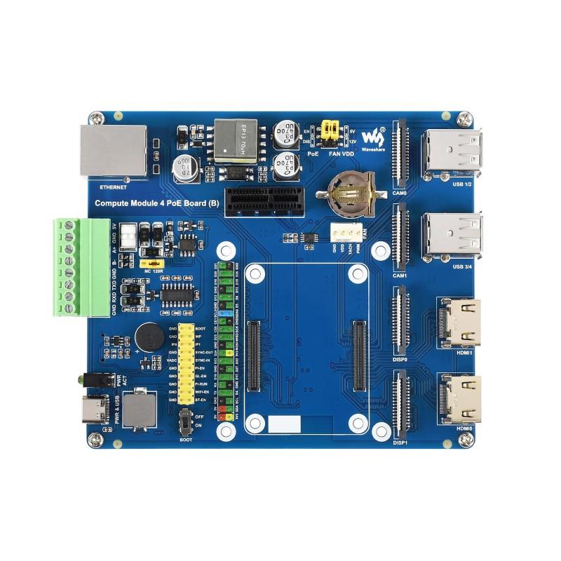 Raspberry Pi Compute Module 4 IO Board With PoE Feature (Type B), for All Variants of CM4