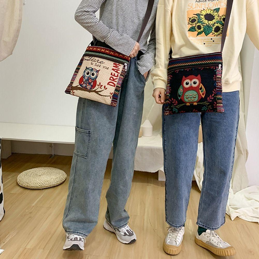 Bag Large Capacity Ethnic Style Korean Purse Wallets Women Crossbody Bag Owl Shoulder Bag Elephant