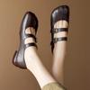 Mary Jane Schuhe Damen Französisch Retro Runde Spitze 2025 Dicke Ferse Einzelne Schuhe Damenschuhe Schnalle Herbst Weiches Leder Britischer Stil Neu Nische