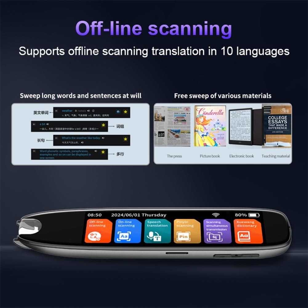 Translation Pen 142 Languages Scan Reader Device Online/Offline Modes Scanning Reading Translator Smart Voice Translator Device