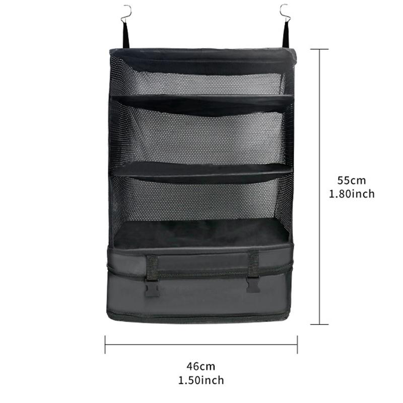 3 Tiers Travel Hanging Luggage Organizer Portable Clothes Storage Bag Large Capacity Foldable Wardrobe Garment Organizer Bag
