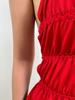 2026 Summer Solid Color Pleated Halter Neck Women's Open Back Lace-up Top