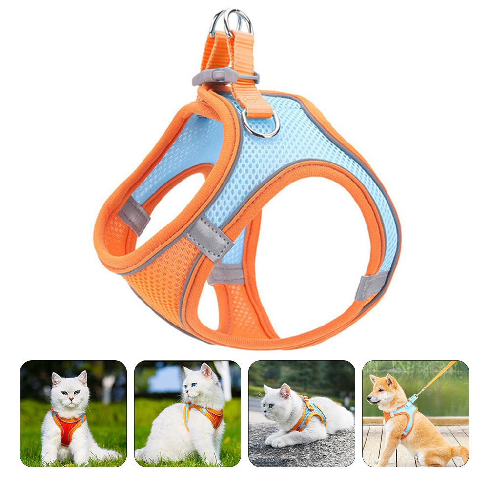 Leash Harness Supply Supply Orange Vest Costume Puppy Breathable Walking Outfits Small Vest Leash leash S