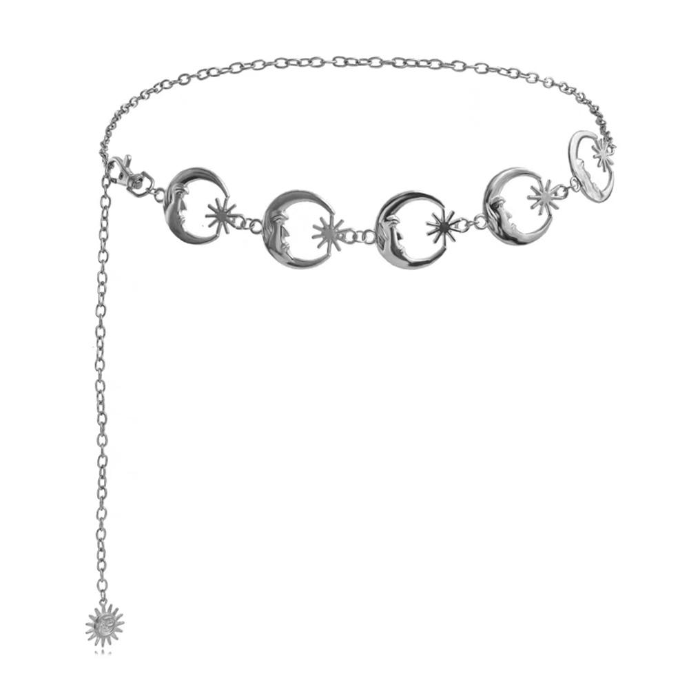 Fashion Golden Tassel Waist Chain Belt Female Bohemian Metal Punk Goth Moon Designer Belts for Women High Quality Dress Chains