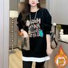 Versatile Long-sleeved Sweatshirt for Women Autumn Winter New Korean Style Casual Foreign Style Fake Two-piece Comfortable Top