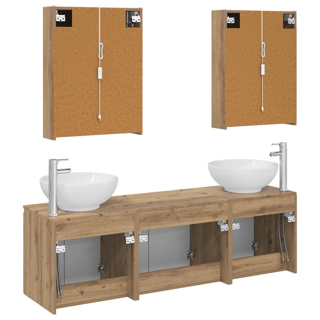 Bathroom Cabinet Set 5 pcs Artisan Oak Wood Based Material