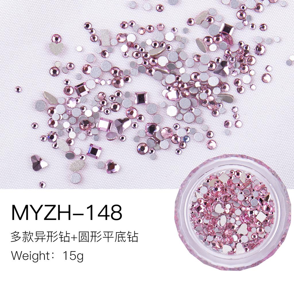 Mini Small Nail Art Mixed Warm Elf Aurora Flat Bottom Special-Shaped Diamond Diy Round Box