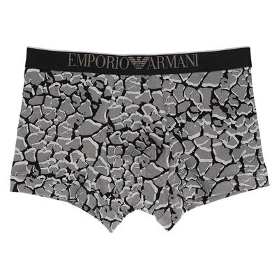 Emporio Armani ALL OVER CAMOU Camo Boxer Shorts, Front Closure, Men's, EU Size, Size S (EU Size), 54045099, Black