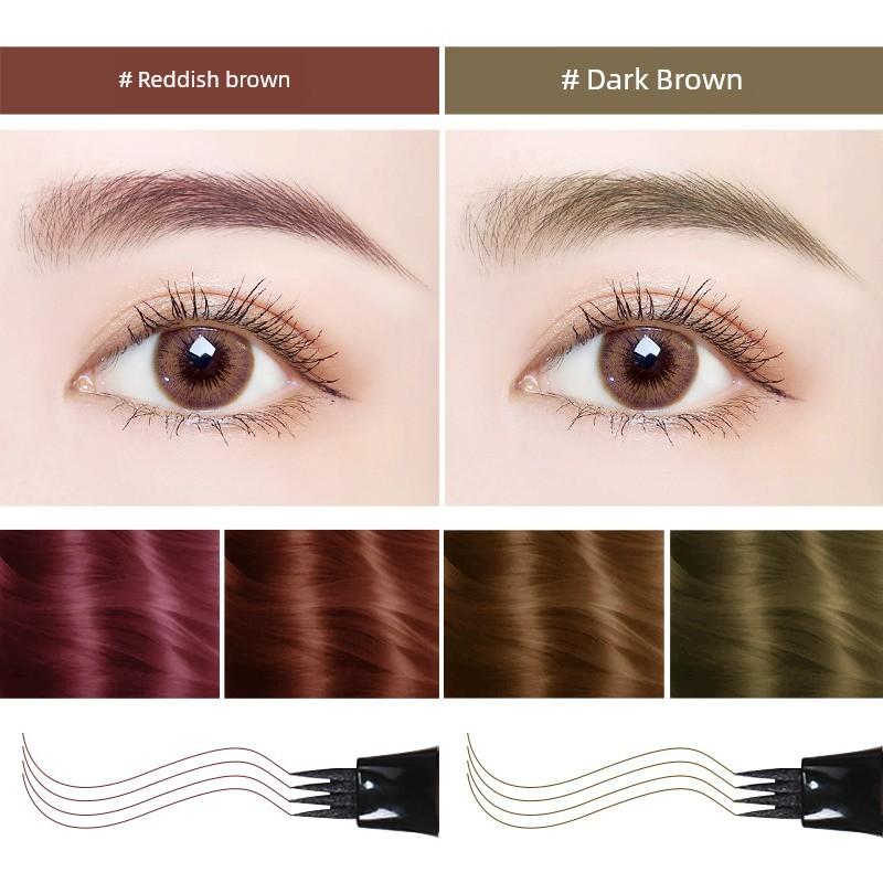 Four Fork Eyebrow Pencil Waterproof Long Lasting Fadeless Distinct Look Wild Eyebrow Cable Nature Eyebrow Thrush Gadget Girls and Boys