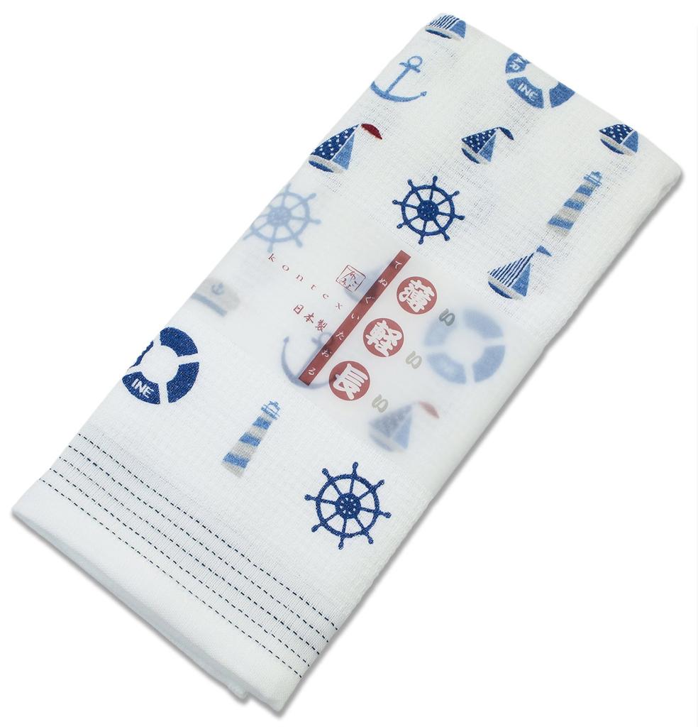 Kontex Yüz Marine 33 x 100 35008 Imabari yapımı Havlu, "Nuno Goyomi" (Kumaş Takvimi), Mavi, cm,