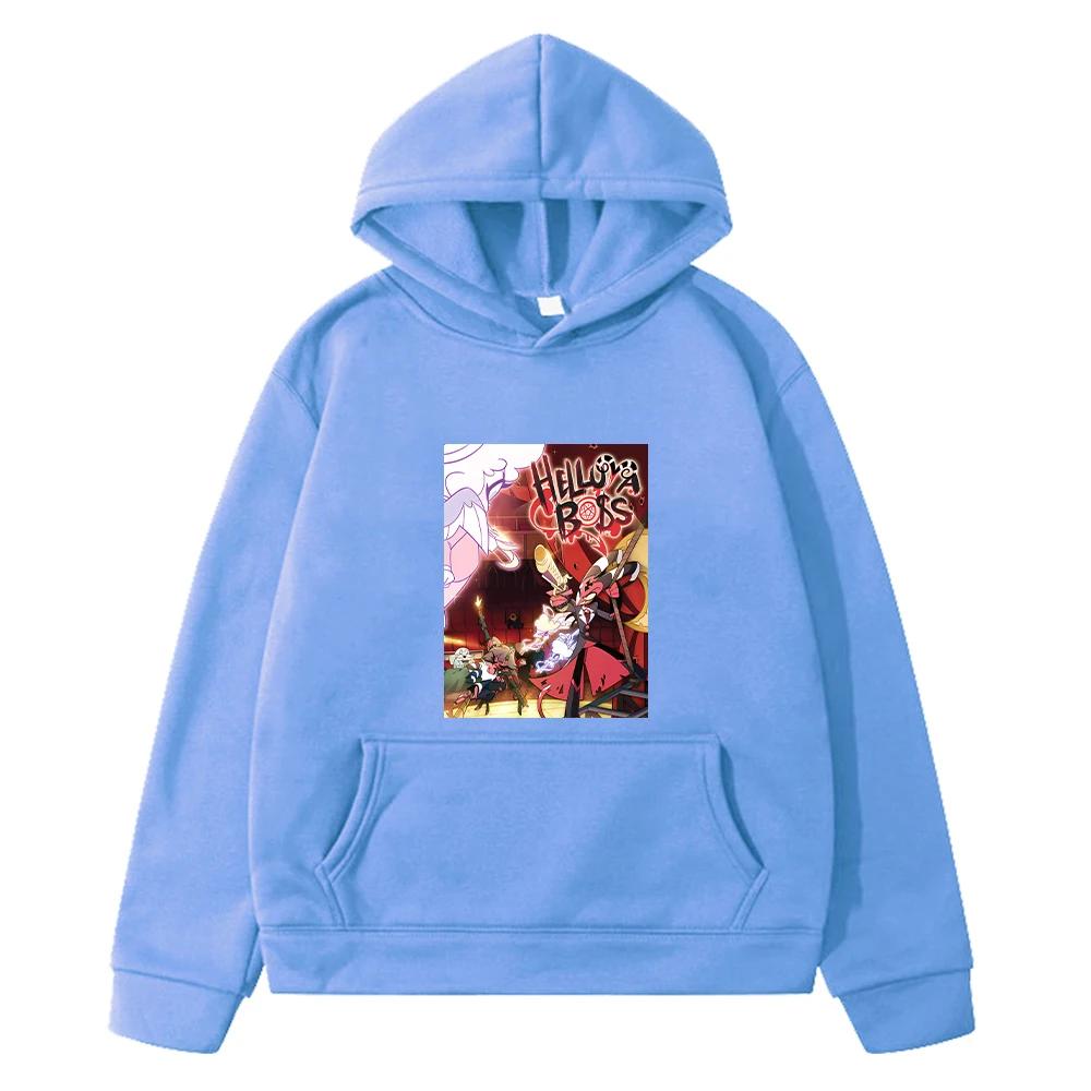Comfortable Helluva Boss Print Long Hoodie Boys Sweatshirt Autumn Pullover Anime Hoodie Fleece Jacket Kids Christmas Girls