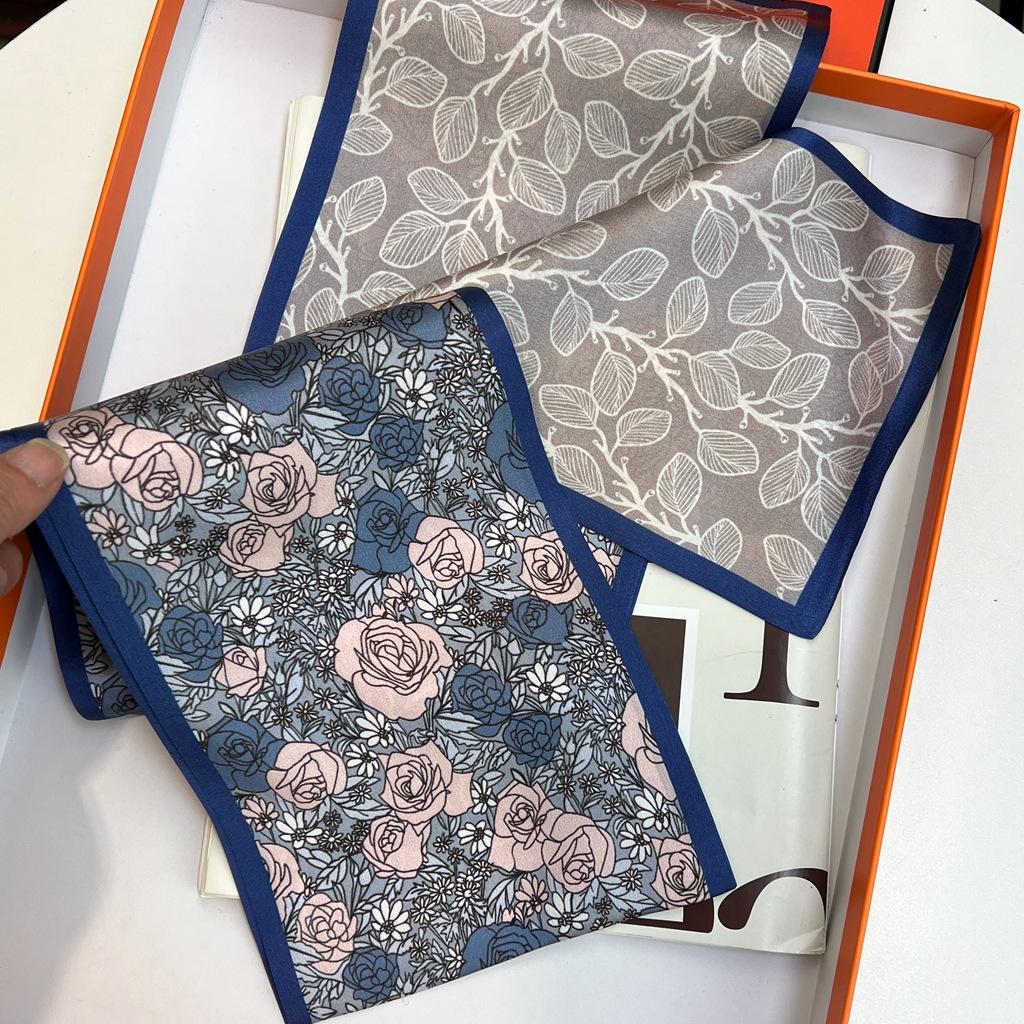 French Retro Long Silk Scarf Women'S Streamer Ribbon Tied Bag Headband Spring And Autumn Scarf Rose Summer Small Scarf