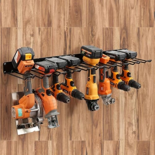 koundeneko Power Tool Storage, Wall-Mounted 4-Hole Electric Drill Storage Rack, Heavy-Duty, Sturdy, and Non-Slip Tool Storage for Power Tools and Dril