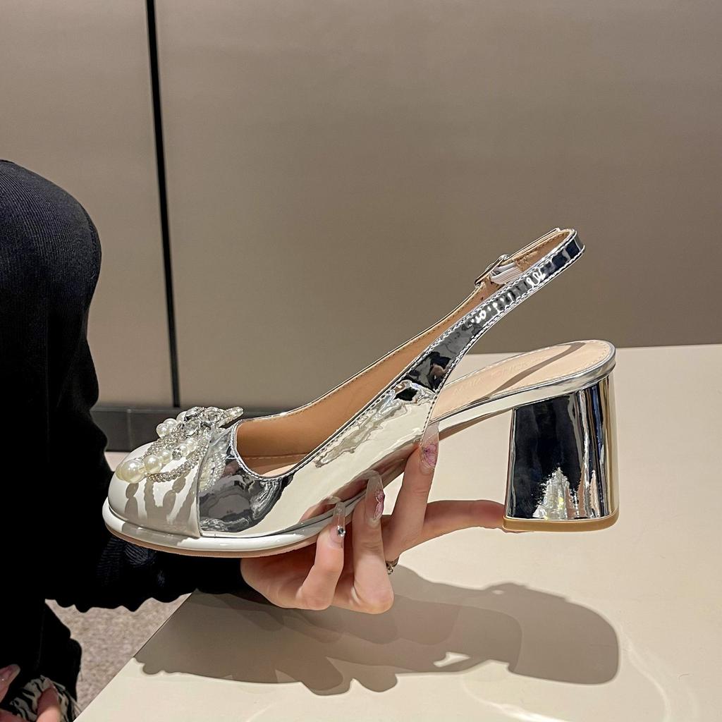 Silver Ins French Temperament High-heeled Sandals Women's 2025 Summer New Light Mouth Fashion High-end Bag Head Sandals