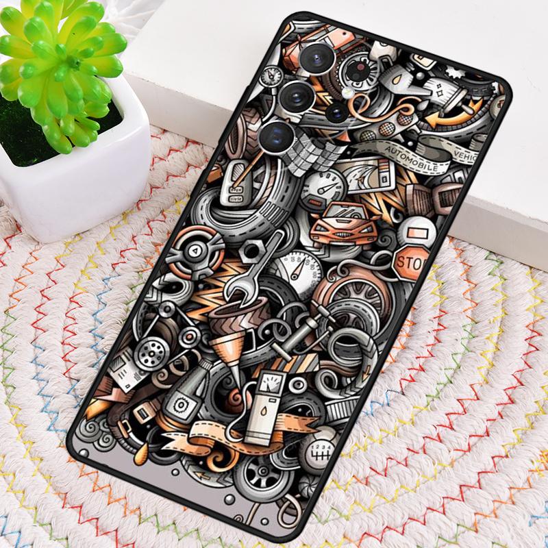 Automobile Spare Parts Car Engine Phone Case for Samsung Galaxy note 10 pro S26 Ultra S23 S24 FE S25 S21 S22 PLUS Cover