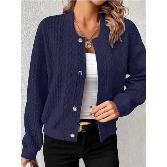 Women's M-3XL Size Fashion Solid Color Stand Up Collar Single Breasted Jacket for Women Combining Comfort and Fashion