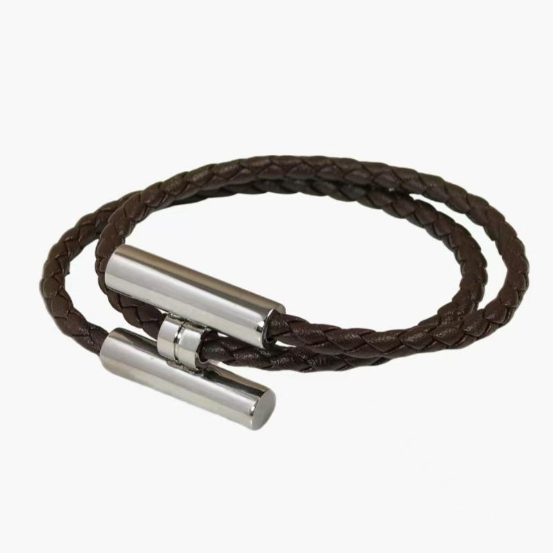 Stainless Steel Bracelet, Leather Woven Bracelet, Various Colors, Geometric Style, Light Luxury Style