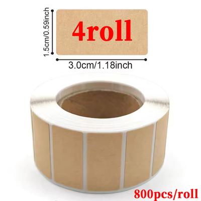 4rolls Kraft Stickers Self-Adhesive Labels Paper Items Office Home Christmas Target Bottle Handwritten Classification Stickers