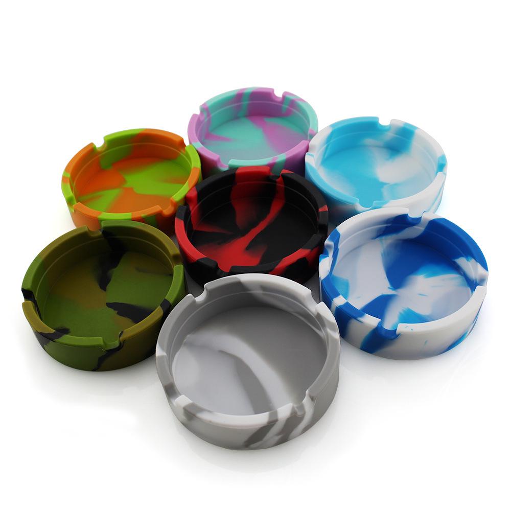 Round Soft Silicone Camouflage Ashtray with Logo - Multi-color Smoking Accessory Holder