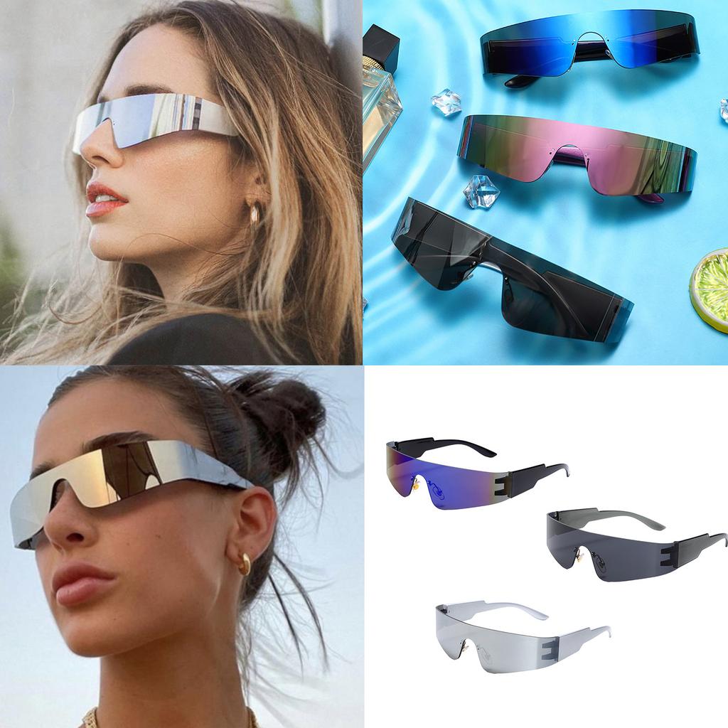 Y2K Futuristic Wraparound Sunglasses for Men and Women Fashionable Cyberpunk Styles Eyeglasses with UV400 Protections