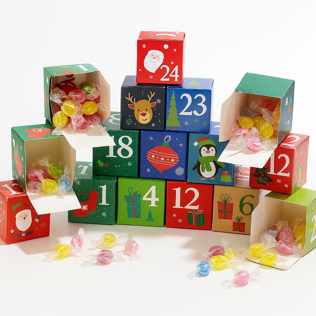 48pcs Christmas Advent Calendar Box Paper Boxes Countdown Gift Wrapping Candy Surprise Packaging for Xmas Treat
