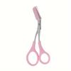 Pink Eyebrow Scissors And Comb, Plastic, For Right Hand, Beginner Eyebrow Trimming Set, For Trimming And Grooming Eyebrows