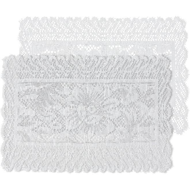 2 Pcs Rectangle Lace Placemats for Tables, Handmade Crochet Doilies Vintage Floral Embroidered Table Runners for Wedding Tea Party Home Decor, 12x17