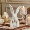 Easter Bunny Figurine Cute Rabbit Holding Face Statue 3D Printed Bunny Ornament for Living Room Bedroom Bookshelf Desktop Shelf Decor