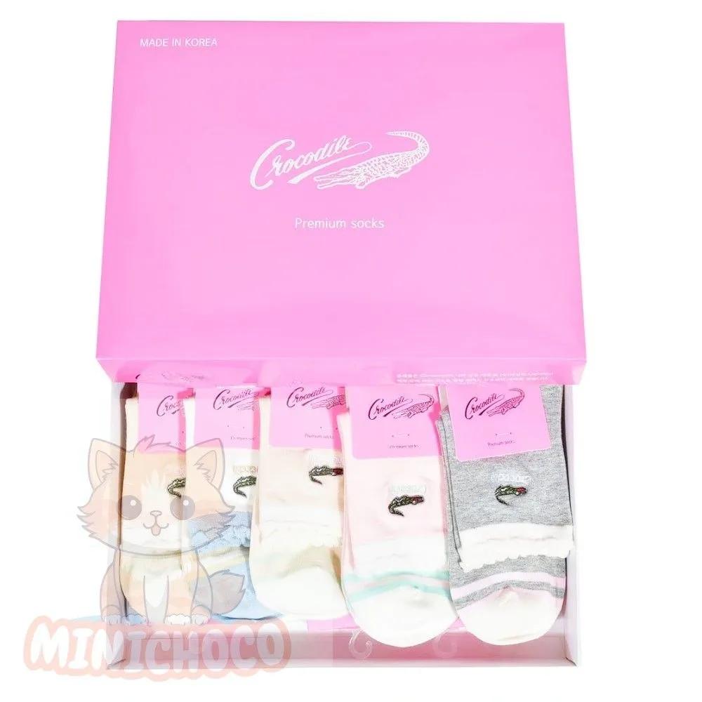 Mini Choco Women s Long Socks Affordable Socks Women s Mid-Calf Embroidered Socks Ankle Point Crocodile Ladies Mid-Calf Socks 24cm Random Shipping (5 Pairs)