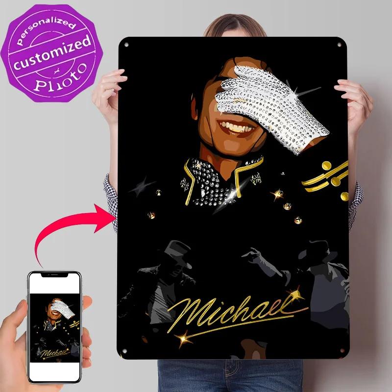 Michael Jackson Porträt mit Tänzern D Textur Metallposter Benutzerdefinierte Wandkunst Blechschild Geschenk für Mancave Dekoration Wohnraum