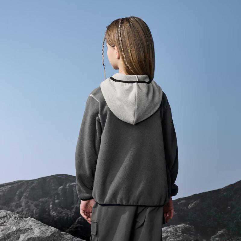 MQD Girls' Autumn Color Block Outdoor Hooded Jacket