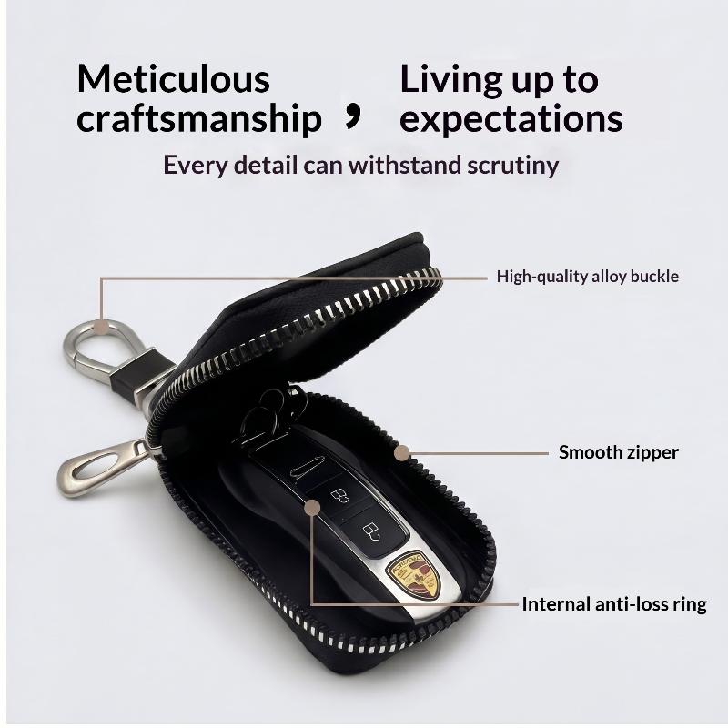 PU Leather Zipper Key Organizer for Men and Women Perfect for Daily Car Key Management