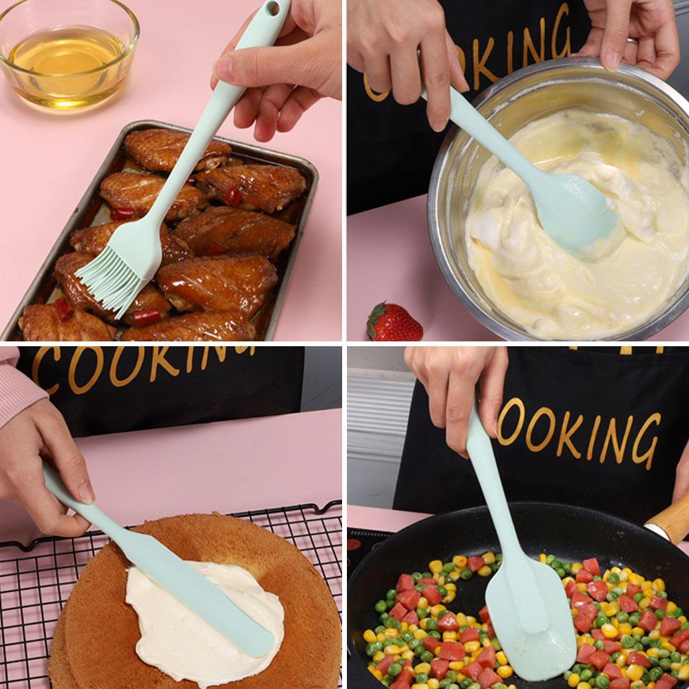 6-teiliges/Set Silikonspatel-Set Hitzebeständig Antihaft-Spatelwender Schaber Ölpinsel zum Kochen Backen Mischen Küchenwerkzeug